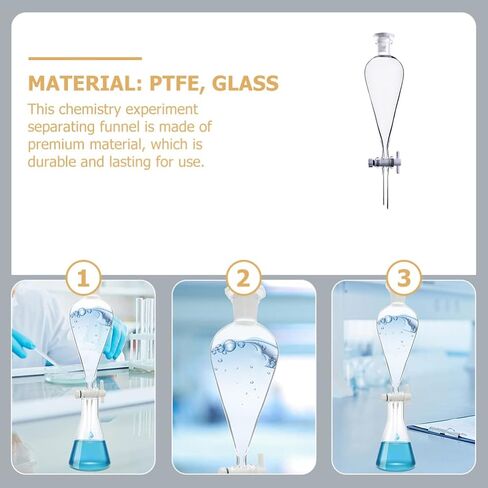 Balacoo Borosilicate Glass 500ML Conical Separatory Funnel Glass Separatory Funnel with PTFE Stopcock Glasses Accessories in Saudi Arabia