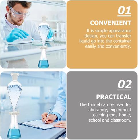 Balacoo Borosilicate Glass 500ML Conical Separatory Funnel Glass Separatory Funnel with PTFE Stopcock Glasses Accessories in Saudi Arabia