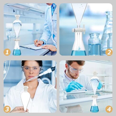 Balacoo Borosilicate Glass 500ML Conical Separatory Funnel Glass Separatory Funnel with PTFE Stopcock Glasses Accessories in Saudi Arabia