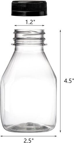 Dicunoy 25 PCS 8OZ Plastic Juice Bottles with Caps, Empty Drink Containers for Fridge, Reusable Small Beverage Box with Black Tamper Evident Caps for Juice, Smoothie, Milk, Cold Beverage in Saudi Arabia