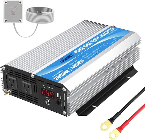 GIANDEL 24 Volt 2000W Pure Sine Wave Power Inverter DC 24V to AC120V with Dual AC Outlets with Remote Control 2.4A USB and LED Display in Saudi Arabia