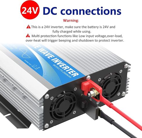 GIANDEL 24 Volt 2000W Pure Sine Wave Power Inverter DC 24V to AC120V with Dual AC Outlets with Remote Control 2.4A USB and LED Display in Saudi Arabia