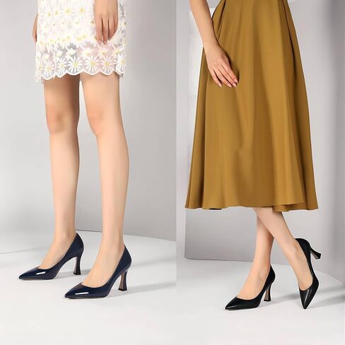 فستان نسائي سهل الارتداء بمقدمة مدببة من جلد الغزال لحفلات الزفاف بكعب عالٍ مقاس 3.3 بوصة in Kuwait