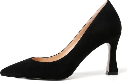 فستان نسائي سهل الارتداء بمقدمة مدببة من جلد الغزال لحفلات الزفاف بكعب عالٍ مقاس 3.3 بوصة in Kuwait