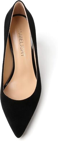 فستان نسائي سهل الارتداء بمقدمة مدببة من جلد الغزال لحفلات الزفاف بكعب عالٍ مقاس 3.3 بوصة in Kuwait