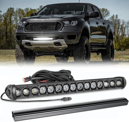 شريط إضاءة LED بصف واحد 20 بوصة، شريط إضاءة 105 وات 20 بوصة مع حزام أسلاك غطاء أسود بقعة الفيضانات على الطرق الوعرة ضوء القيادة LED ضوء ممتص للصدمات لشاحنة بيك اب رام تويوتا جيب UTV in Saudi Arabia