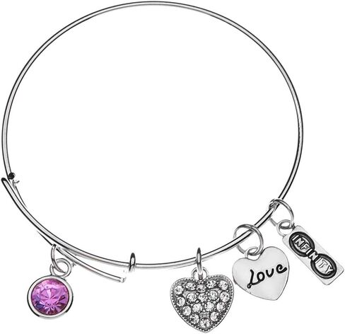 Birthstone Bracelet, Birthstone Jewelry, Birthstone Charm Bracelets, Birthstone Bangle Bracelet, Perfect Birthday Gifts For Women in Saudi Arabia