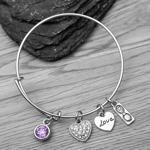Birthstone Bracelet, Birthstone Jewelry, Birthstone Charm Bracelets, Birthstone Bangle Bracelet, Perfect Birthday Gifts For Women in Saudi Arabia