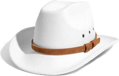 Gossifan Cowboy Hat for Men Women Western Felt Wide Brim Cowgirl Hats with Classic Belt in Saudi Arabia