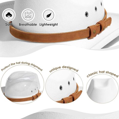 Gossifan Cowboy Hat for Men Women Western Felt Wide Brim Cowgirl Hats with Classic Belt in Saudi Arabia
