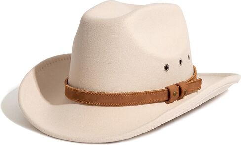 Gossifan Cowboy Hat for Men Women Western Felt Wide Brim Cowgirl Hats with Classic Belt in Saudi Arabia