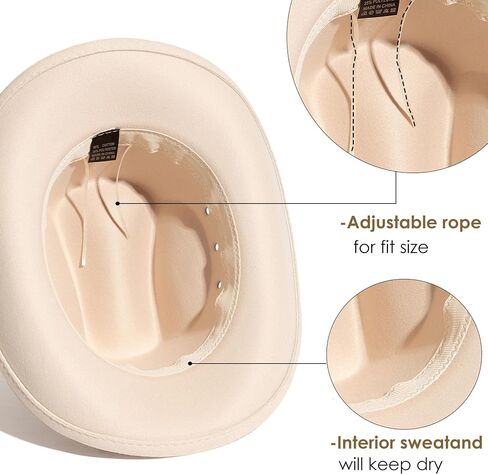 Gossifan Cowboy Hat for Men Women Western Felt Wide Brim Cowgirl Hats with Classic Belt in Saudi Arabia