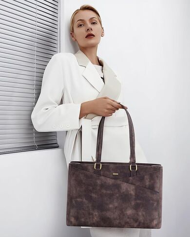 LOVEVOOK Laptop Tote Bag for Women, Office Work Bag Briefcase fit for 15.6 inch Laptop, Large Capacity Teacher Computer Bag Handbag Retro Coffee in Saudi Arabia