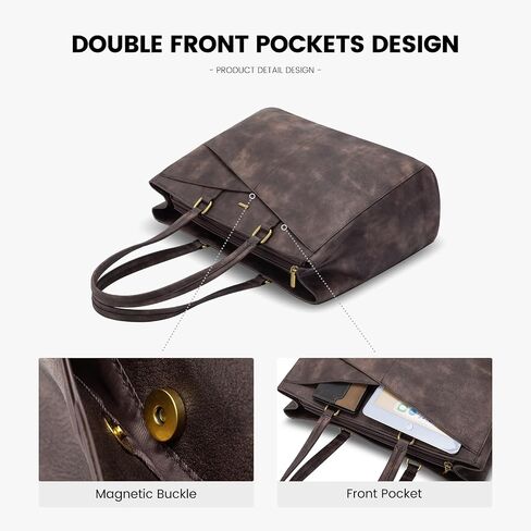 LOVEVOOK Laptop Tote Bag for Women, Office Work Bag Briefcase fit for 15.6 inch Laptop, Large Capacity Teacher Computer Bag Handbag Retro Coffee in Saudi Arabia