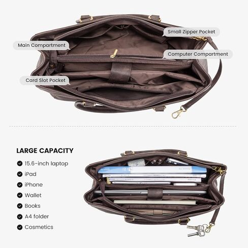 LOVEVOOK Laptop Tote Bag for Women, Office Work Bag Briefcase fit for 15.6 inch Laptop, Large Capacity Teacher Computer Bag Handbag Retro Coffee in Saudi Arabia
