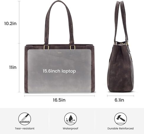 LOVEVOOK Laptop Tote Bag for Women, Office Work Bag Briefcase fit for 15.6 inch Laptop, Large Capacity Teacher Computer Bag Handbag Retro Coffee in Saudi Arabia