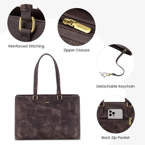 LOVEVOOK Laptop Tote Bag for Women, Office Work Bag Briefcase fit for 15.6 inch Laptop, Large Capacity Teacher Computer Bag Handbag Retro Coffee in Saudi Arabia