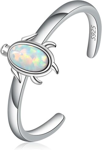 CHIC & ARTSY Women Toe Ring 925 Sterling Silver Animals Toe Ring Dainty Created Opal Toe Ring Adjustable Single Toe Ring for Women Beach Jewelry in Kuwait