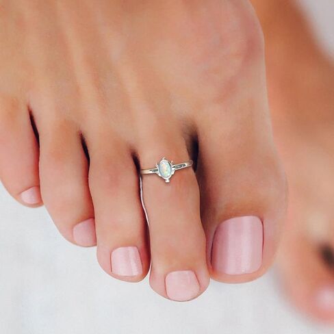 CHIC & ARTSY Women Toe Ring 925 Sterling Silver Animals Toe Ring Dainty Created Opal Toe Ring Adjustable Single Toe Ring for Women Beach Jewelry in Kuwait