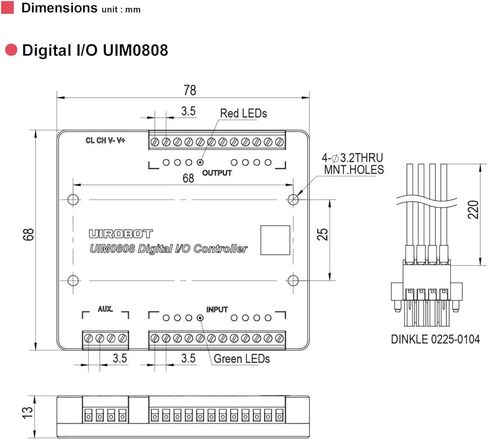 UIROBOT Compact I/O Module, Data Acquisition Module with CAN Bus and Encoder Interface, DAQ Device with 8 Inputs and 8 Outputs in Kuwait