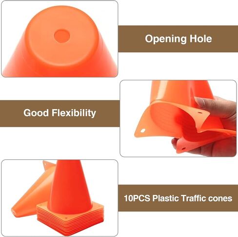 34pack Traffic Cones and Racing Checkered Flags Set-Include 10 Plastic Traffic Cones,20 Checkered Flags With Sticks/ 9.8Ft Checkered Triangle Flags,6.9Ft Racetrack Floor Running Mat for Race Car Party in Saudi Arabia
