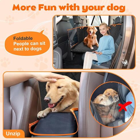 Back Seat Extender for Dog, Dog Car Seat Cover Detachable Hard Bottom-Supports 300lb, Waterproof Dog Hammock for Car Travel Bed, Foldable Backseat Pet Protector in Car SUV Truck in Saudi Arabia