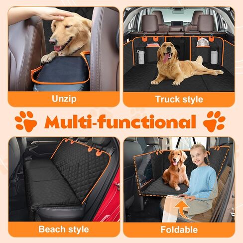 Back Seat Extender for Dog, Dog Car Seat Cover Detachable Hard Bottom-Supports 300lb, Waterproof Dog Hammock for Car Travel Bed, Foldable Backseat Pet Protector in Car SUV Truck in Saudi Arabia