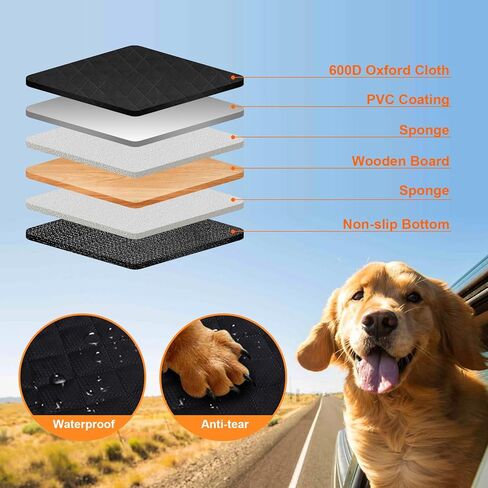 Back Seat Extender for Dog, Dog Car Seat Cover Detachable Hard Bottom-Supports 300lb, Waterproof Dog Hammock for Car Travel Bed, Foldable Backseat Pet Protector in Car SUV Truck in Saudi Arabia