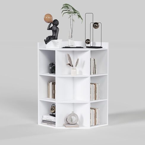 DMAITH Corner Cabinet, White Corner Bookshelf with USB Ports and Outlets, Corner Storage with 9 Cubes for Small Space, Cube Toy Storage for Bedroom, Living Room, Office in Saudi Arabia