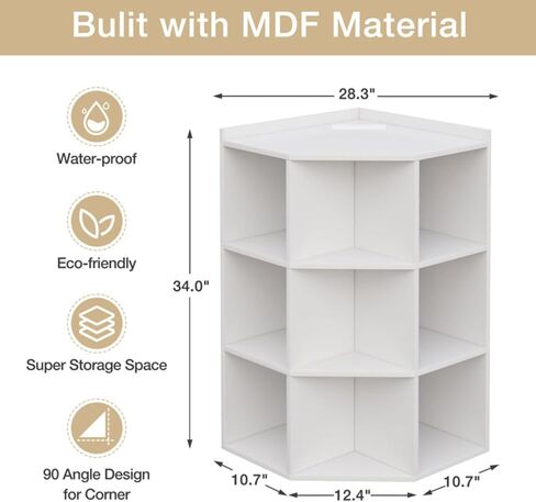 DMAITH Corner Cabinet, White Corner Bookshelf with USB Ports and Outlets, Corner Storage with 9 Cubes for Small Space, Cube Toy Storage for Bedroom, Living Room, Office in Saudi Arabia