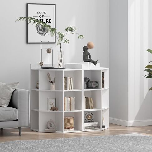 DMAITH Corner Cabinet, White Corner Bookshelf with USB Ports and Outlets, Corner Storage with 9 Cubes for Small Space, Cube Toy Storage for Bedroom, Living Room, Office in Saudi Arabia