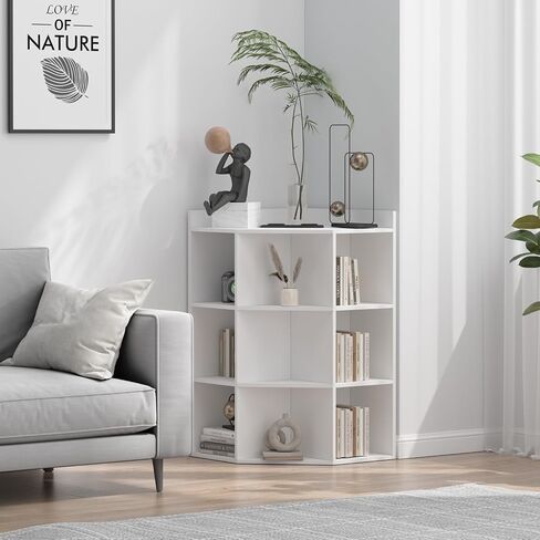 DMAITH Corner Cabinet, White Corner Bookshelf with USB Ports and Outlets, Corner Storage with 9 Cubes for Small Space, Cube Toy Storage for Bedroom, Living Room, Office in Saudi Arabia