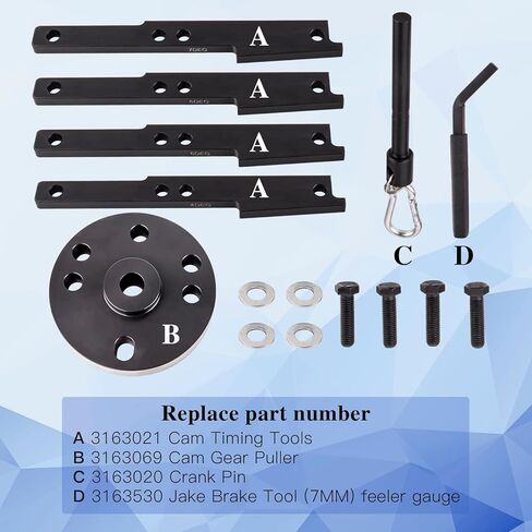 مجموعة أدوات توقيت الكاميرا 3163021 وأداة تعديل فرامل المحرك 3163530 7 مم لمحركات Cummins ISX QSX 2007-2017 مع مجتذب كاميرا الحاقن وحقيبة الحمل in Kuwait