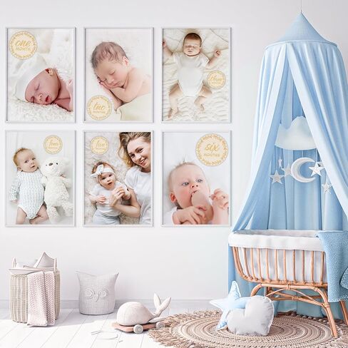 【Usmilegift】أقراص تحديد المعالم الشهرية للأطفال، دعامات صور قابلة للعكس من عمر 1 إلى 12 شهرًا، بطاقات نمو الطفل والحمل، هدية محايدة للجنسين (هدية للأطفال 7 قطع) in Kuwait