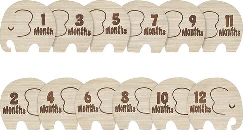 Kate & Milo Wooden Milestone Props, Baby Monthly Photo Discs, Newborn Keepsake Photos, New and Expecting Parents Gift, Elephant in Saudi Arabia