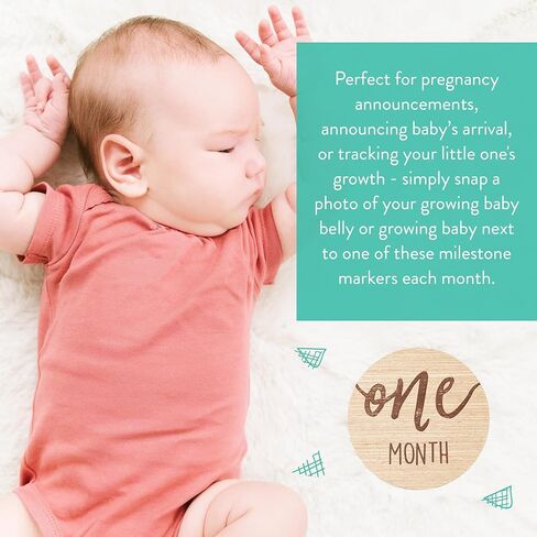 Kate & Milo Wooden Milestone Props, Baby Monthly Photo Discs, Newborn Keepsake Photos, New and Expecting Parents Gift, Elephant in Saudi Arabia