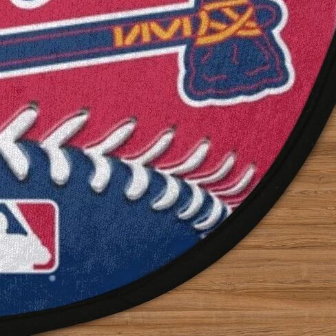 Braves Baseball Rug 3ft /36.2inch Round Area Rug Non-Slip Absorbent Carpet Adult Kids Ball Circle Rugs for Bedroom Living Room Nursery Sofa Home Decor in Saudi Arabia