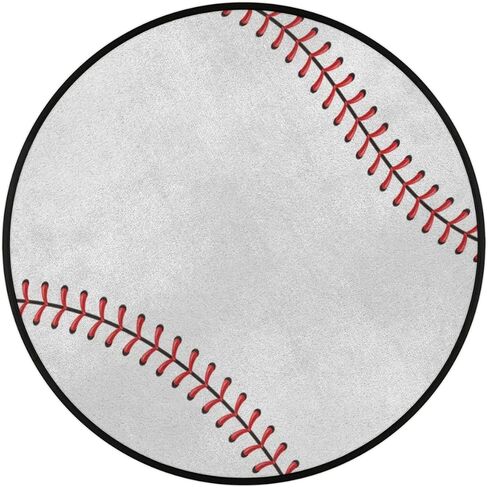 Braves Baseball Rug 3ft /36.2inch Round Area Rug Non-Slip Absorbent Carpet Adult Kids Ball Circle Rugs for Bedroom Living Room Nursery Sofa Home Decor in Saudi Arabia