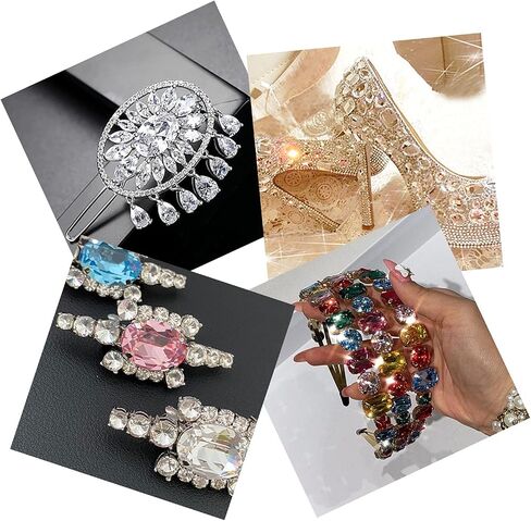 Sew On Rhinestones 120PCS Glass Claw Rhinestone Metal Prong Setting Flat Back Rhinestones for Craft, Jewelry, Clothes, Shoes, Garments Bags Silver Metal Base (Clear) in Saudi Arabia