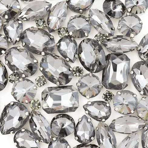 Sew On Rhinestones 120PCS Glass Claw Rhinestone Metal Prong Setting Flat Back Rhinestones for Craft, Jewelry, Clothes, Shoes, Garments Bags Silver Metal Base (Clear) in Saudi Arabia