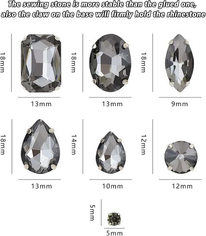 Sew On Rhinestones 120PCS Glass Claw Rhinestone Metal Prong Setting Flat Back Rhinestones for Craft, Jewelry, Clothes, Shoes, Garments Bags Silver Metal Base (Clear) in Saudi Arabia