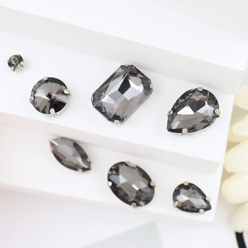 Sew On Rhinestones 120PCS Glass Claw Rhinestone Metal Prong Setting Flat Back Rhinestones for Craft, Jewelry, Clothes, Shoes, Garments Bags Silver Metal Base (Clear) in Saudi Arabia