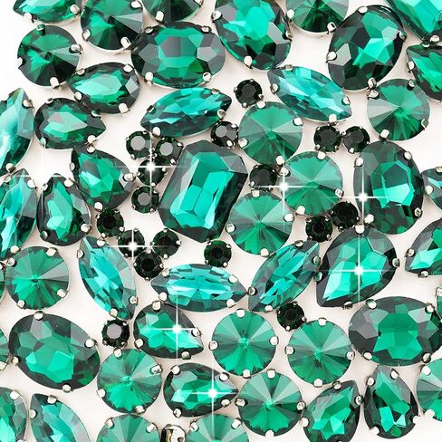 Sew On Rhinestones 120PCS Glass Claw Rhinestone Metal Prong Setting Flat Back Rhinestones for Craft, Jewelry, Clothes, Shoes, Garments Bags Silver Metal Base (Clear) in Saudi Arabia