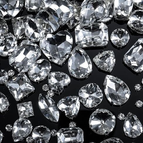 460 Pieces Sew on Rhinestones Glass Sewing Claw Gemstones and Crystals Metal Back Prong Setting Sewing Rhinestones for Clothes DIY Crafts Clothes Shoes Bag (Mixed Color) in Saudi Arabia