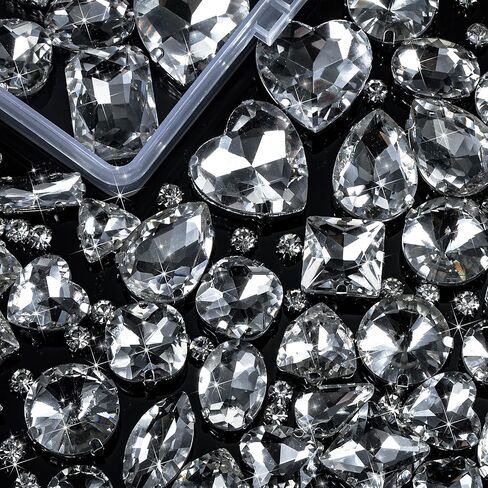 460 Pieces Sew on Rhinestones Glass Sewing Claw Gemstones and Crystals Metal Back Prong Setting Sewing Rhinestones for Clothes DIY Crafts Clothes Shoes Bag (Mixed Color) in Saudi Arabia