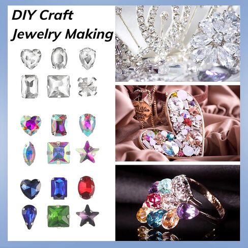 460 Pieces Sew on Rhinestones Glass Sewing Claw Gemstones and Crystals Metal Back Prong Setting Sewing Rhinestones for Clothes DIY Crafts Clothes Shoes Bag (Mixed Color) in Saudi Arabia