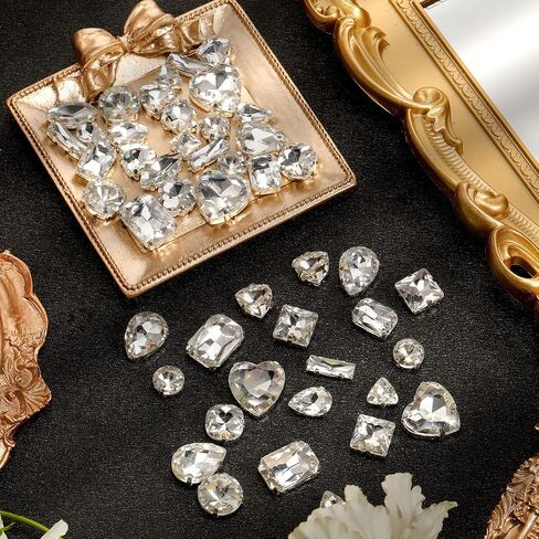 460 Pieces Sew on Rhinestones Glass Sewing Claw Gemstones and Crystals Metal Back Prong Setting Sewing Rhinestones for Clothes DIY Crafts Clothes Shoes Bag (Mixed Color) in Saudi Arabia