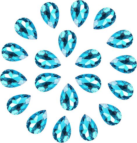 SWTHONY كريستال دمعة أحجار الراين الكبيرة Pointback Gem Stones للحرف اليدوية صنع المجوهرات الأحذية فستان الأوجه الخرز الزجاجي 20 × 30 مم 36 قطعة بحيرة زرقاء in Kuwait