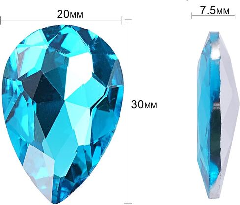 SWTHONY كريستال دمعة أحجار الراين الكبيرة Pointback Gem Stones للحرف اليدوية صنع المجوهرات الأحذية فستان الأوجه الخرز الزجاجي 20 × 30 مم 36 قطعة بحيرة زرقاء in Kuwait