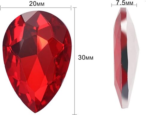 SWTHONY كريستال دمعة أحجار الراين الكبيرة Pointback Gem Stones للحرف اليدوية صنع المجوهرات الأحذية فستان الأوجه الخرز الزجاجي 20 × 30 مم 36 قطعة بحيرة زرقاء in Kuwait